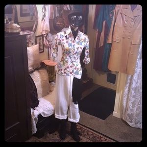 Vintage Sultra  Alice In Wonderland Button Up Top